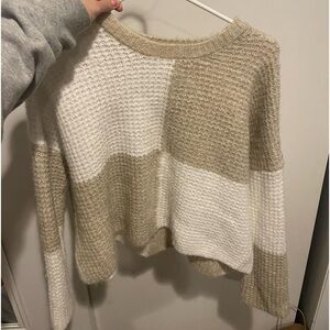 Tan and White Checkered Sweater